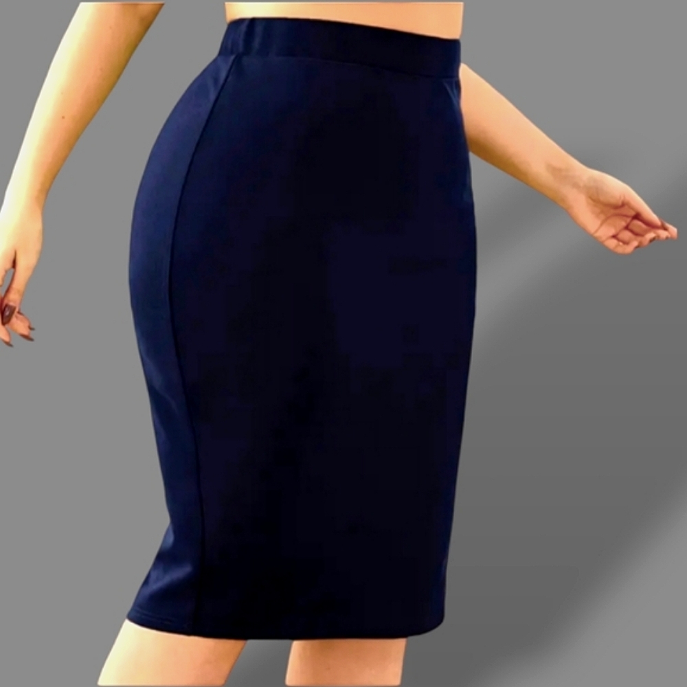 🛑BOGO 🆕Chic Navy Blue Midi (Knee) Skirt